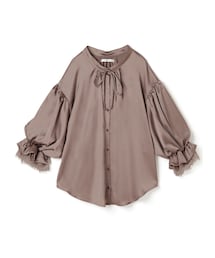 GRL | ボリュームフリルスリーブレースサテンブラウス(シャツ/ブラウス)