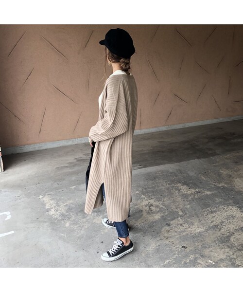 copine（コピン）の「再入荷！裾スリット！リブニットロングカーディガン(3color)（カーディガン/ボレロ・レディース・その他）」の11枚目の写真