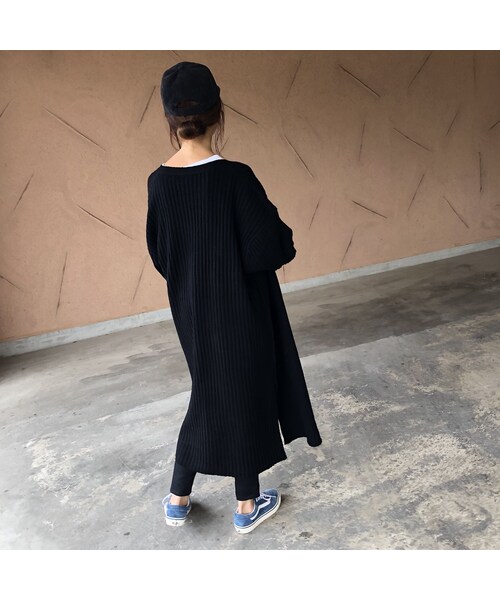 copine（コピン）の「再入荷！裾スリット！リブニットロングカーディガン(3color)（カーディガン/ボレロ・レディース・その他）」の10枚目の写真