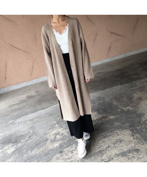 copine（コピン）の「再入荷！裾スリット！リブニットロングカーディガン(3color)（カーディガン/ボレロ・レディース・その他）」の13枚目の写真