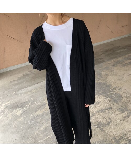 copine（コピン）の「再入荷！裾スリット！リブニットロングカーディガン(3color)（カーディガン/ボレロ・レディース・その他）」の8枚目の写真