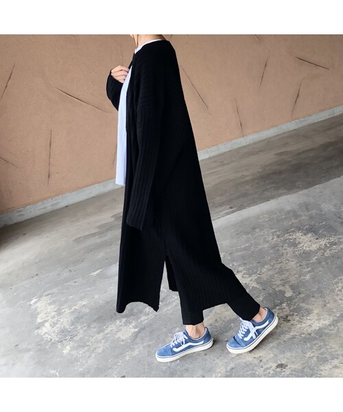 copine（コピン）の「再入荷！裾スリット！リブニットロングカーディガン(3color)（カーディガン/ボレロ・レディース・その他）」の9枚目の写真