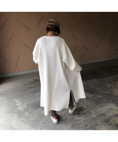 copine（コピン）の「再入荷！裾スリット！リブニットロングカーディガン(3color)（カーディガン/ボレロ・レディース・その他）」の5枚目の写真
