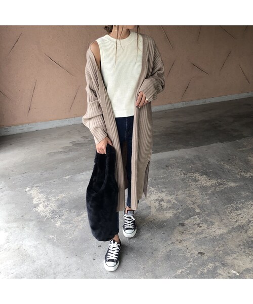 copine（コピン）の「再入荷！裾スリット！リブニットロングカーディガン(3color)（カーディガン/ボレロ・レディース・その他）」の12枚目の写真