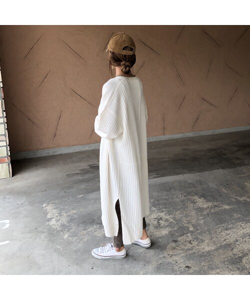 copine（コピン）の「再入荷！裾スリット！リブニットロングカーディガン(3color)（カーディガン/ボレロ・レディース・その他）」の2枚目の写真