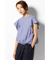 IENA - 最終価格新品タグあり:イエナ 先染め ラッフルブラウス ネイビー 最終価格新品タグあり:イエナ 先染め ラッフルブラウス ネイビー