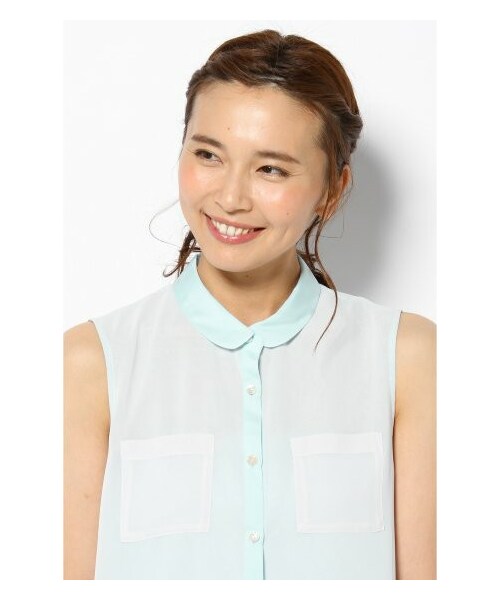 SLOBE IENA（スローブイエナ）の「ノースリーブシャツブラウス（ブラウス・レディース・ホワイト/サックスブルー/ピンク・フリー）」の7枚目の写真