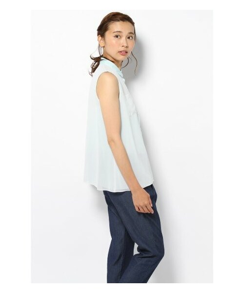 SLOBE IENA（スローブイエナ）の「ノースリーブシャツブラウス（ブラウス・レディース・ホワイト/サックスブルー/ピンク・フリー）」の5枚目の写真