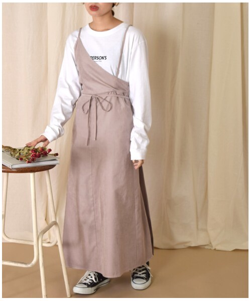 w closet(ダブルクローゼット)の「起毛ワンショルラップキャミワンピース(ワンピース/ドレス・レディース・ラベンダー/Mピンク/ブラウン・FREE)」の6枚目の写真