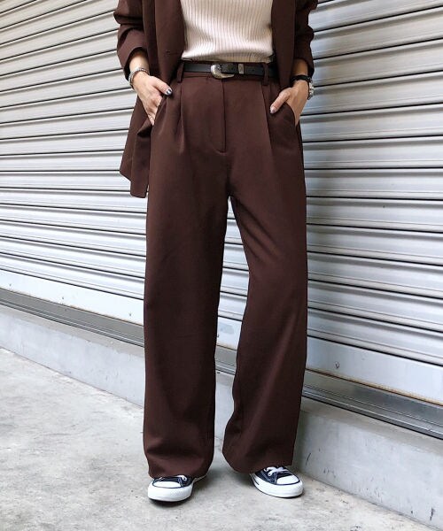 PAGEBOY（ページボーイ）の「【WEB先行予約】ＳＥＴＵＰウールライクタックパンツ【25番色のみWEB限定カラー】（パンツ・レディース・グレージュ/チャコールグレー/【WEB限定カラー】ピンク/ブラウン・S, M）」の4枚目の写真