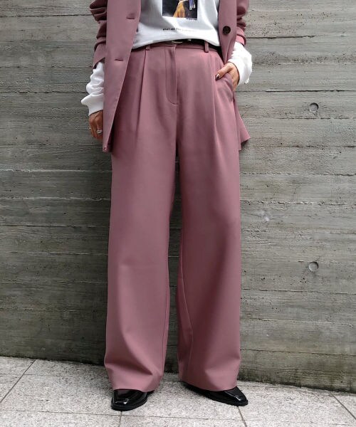PAGEBOY（ページボーイ）の「【WEB先行予約】ＳＥＴＵＰウールライクタックパンツ【25番色のみWEB限定カラー】（パンツ・レディース・グレージュ/チャコールグレー/【WEB限定カラー】ピンク/ブラウン・S, M）」の3枚目の写真