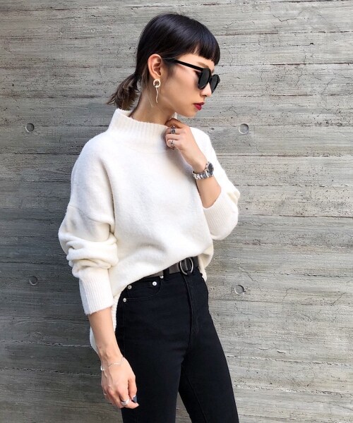 PAGEBOY（ページボーイ）の「【WEB限定アイテム】ウールＭＩＸタートルプルオーバー【先行予約】（トップス・レディース・ホワイト/ブラック/ライトピンク/ベージュ/コバルトブルー/ピスタチオ/グレープ・F）」の9枚目の写真