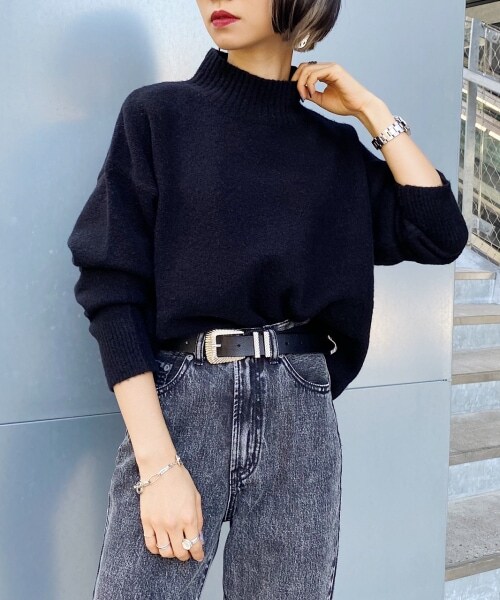 PAGEBOY（ページボーイ）の「【WEB限定アイテム】ウールＭＩＸタートルプルオーバー【先行予約】（トップス・レディース・ホワイト/ブラック/ライトピンク/ベージュ/コバルトブルー/ピスタチオ/グレープ・F）」の2枚目の写真