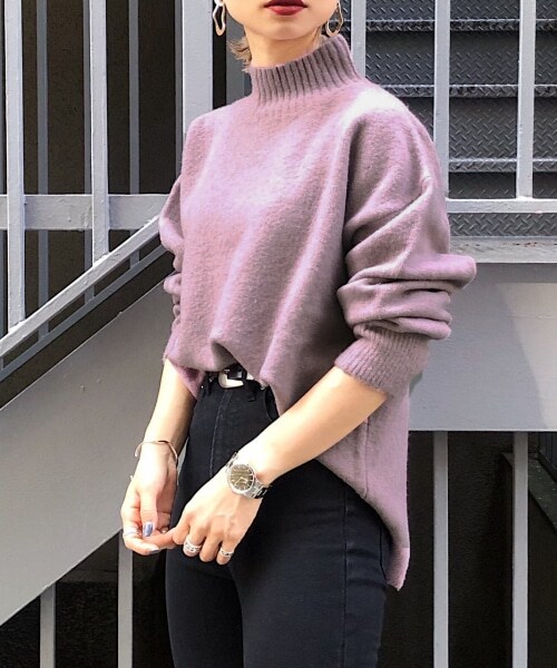 PAGEBOY（ページボーイ）の「【WEB限定アイテム】ウールＭＩＸタートルプルオーバー【先行予約】（トップス・レディース・ホワイト/ブラック/ライトピンク/ベージュ/コバルトブルー/ピスタチオ/グレープ・F）」の6枚目の写真