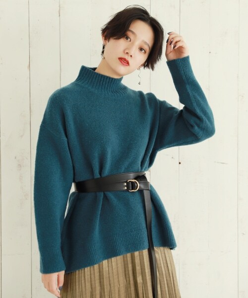 PAGEBOY（ページボーイ）の「【WEB限定アイテム】ウールＭＩＸタートルプルオーバー【先行予約】（トップス・レディース・ホワイト/ブラック/ライトピンク/ベージュ/コバルトブルー/ピスタチオ/グレープ・F）」の5枚目の写真