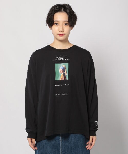 PAGEBOY(ページボーイ)の「【WEB先行予約】フェルメールロンTシャツ(トップス・レディース・ホワイト/ブラック・F)」の5枚目の写真