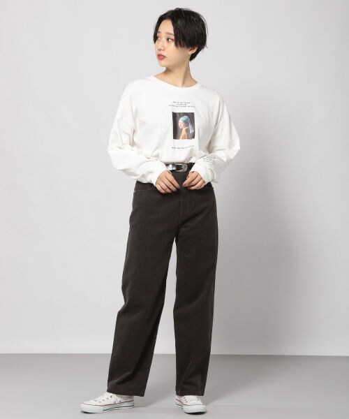 PAGEBOY(ページボーイ)の「【WEB先行予約】フェルメールロンTシャツ(トップス・レディース・ホワイト/ブラック・F)」の3枚目の写真