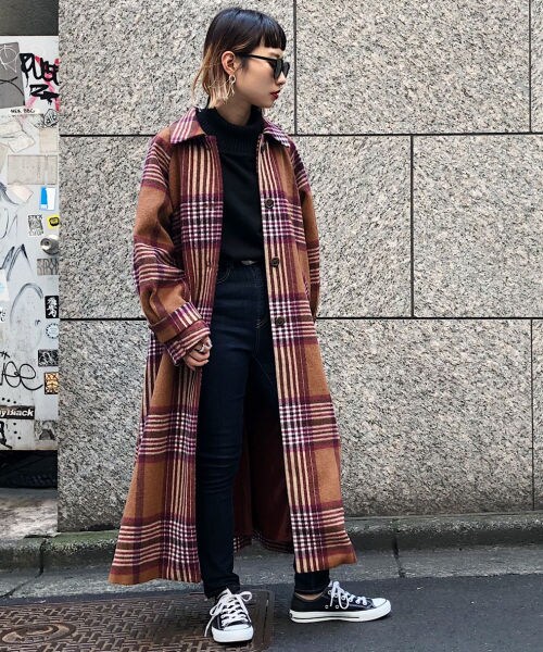 PAGEBOY（ページボーイ）の「【WEB先行予約】ＢＩＧチェックステンカラーコート（ジャケット/アウター・レディース・ブラック/ダークブラウン/ネイビー・F）」の12枚目の写真