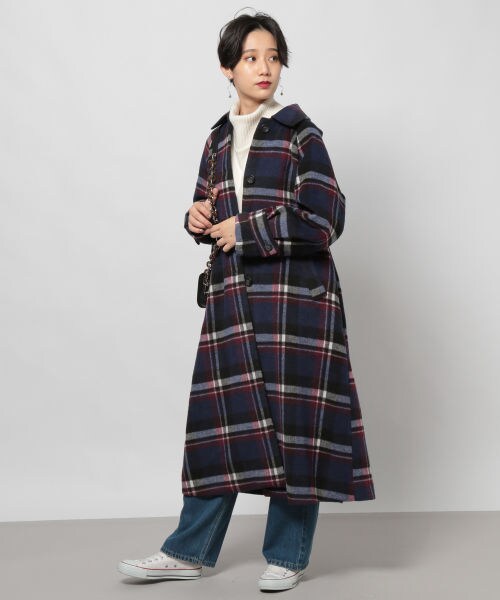 PAGEBOY（ページボーイ）の「【WEB先行予約】ＢＩＧチェックステンカラーコート（ジャケット/アウター・レディース・ブラック/ダークブラウン/ネイビー・F）」の13枚目の写真