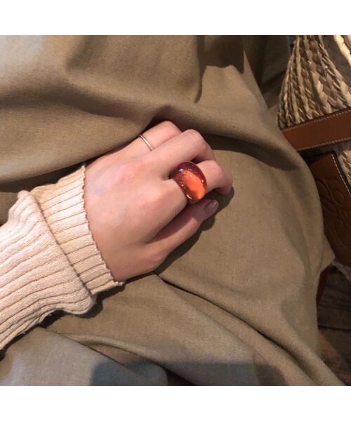 Handmade(ハンドメイド)の「acryl clear ring marron brown(リング・レディース・その他)」の6枚目の写真