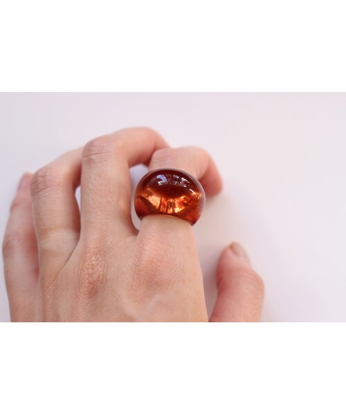 Handmade(ハンドメイド)の「acryl clear ring marron brown(リング・レディース・その他)」の3枚目の写真