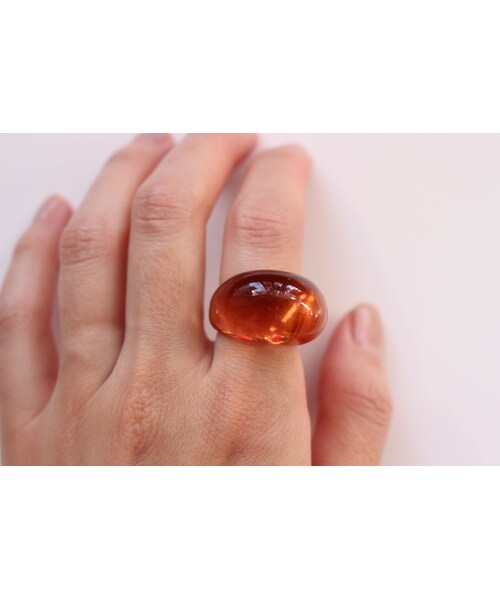 Handmade(ハンドメイド)の「acryl clear ring marron brown(リング・レディース・その他)」の4枚目の写真