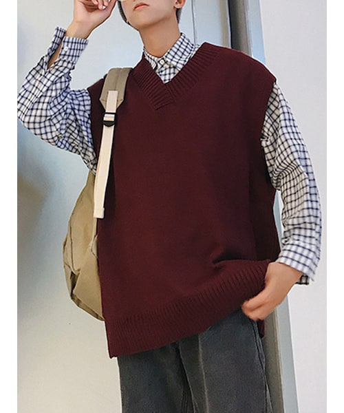 Urcarol（ウルカロール）の「Urcarol 無地ニットベスト（ベスト・レディース・ブラック/レッド/ベージュ・M/L/XL/2XL）」の3枚目の写真