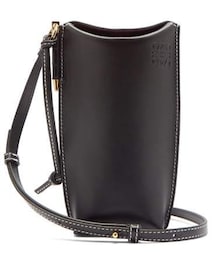 LOEWE | Loewe - Gate Mini Logo Embossed Leather Necklace Pouch - Womens - Black(ショルダーバッグ)