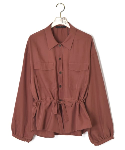 w closet(ダブルクローゼット)の「スパンブロードウエストドロストシャツ(トップス・レディース・モカ/グレージュ/グレーピンク・FREE)」の3枚目の写真