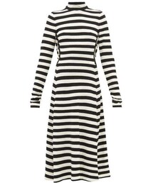 Marc Jacobs - Striped Wool Blend Knit Midi Dress - Womens - Black White