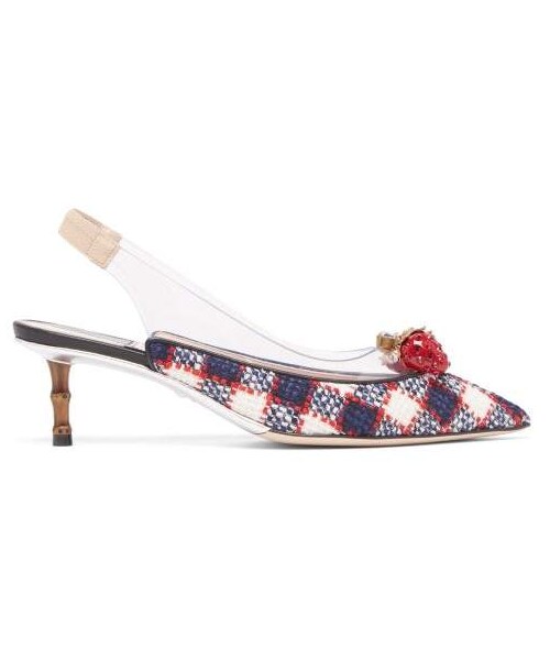 GUCCI（グッチ）の「Gucci Eleonor Crystal Strawberry Tweed Slingback Pumps