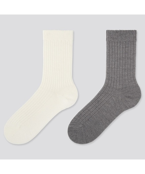 UNIQLO（ユニクロ）の「ヒートテックソックス（リブ・2足組）（レギンス/スパッツ・レディース・BROWN 37/OFF WHITE 01/BLACK 09・25-27/23-25）」の2枚目の写真