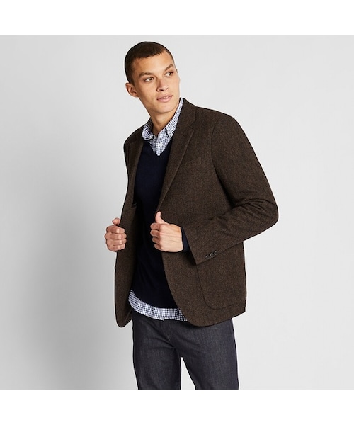 ユニクロ ツィードジャケット BROWN S UNIQLO - 美品☆ユニクロ