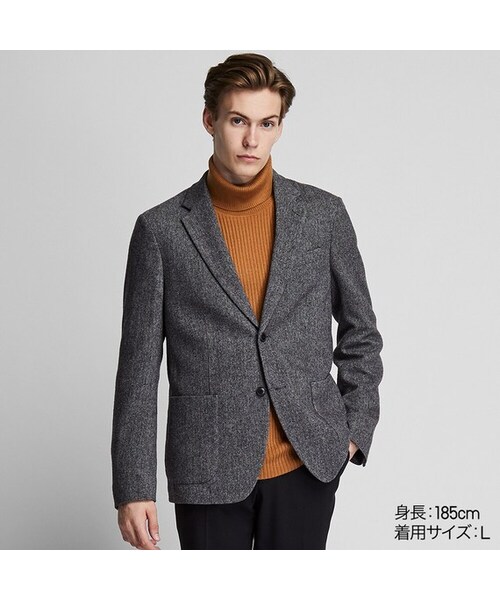 UNIQLO（ユニクロ）の「ツイードジャケット（その他アウター・メンズ・NAVY 69/BROWN 37/GRAY 06・XS/S/XL/L/3XL/XXL/4XL/M）」の2枚目の写真