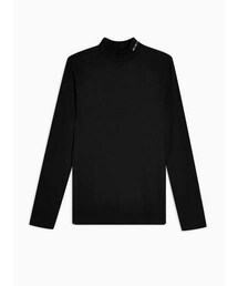 TOPMAN | Topman Mens Black Gray Embroidered Turtle Neck T-Shirt(Tシャツ/カットソー)