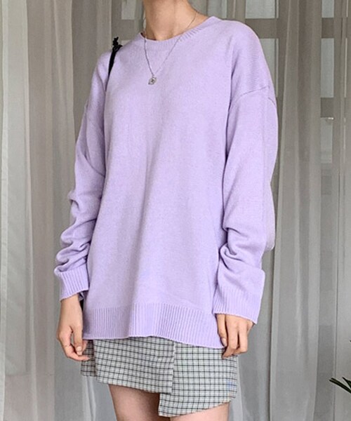 DHOLIC（ディーホリック）の「ルーズフィットニット（ニット/セーター・レディース・グリーン/ホワイト/パープル/ブラック/ベージュ/グレー/ブラウン・FREE）」の7枚目の写真