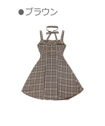 Bobon21 | グレンチェックフレアワンピース-全２色-(ワンピース)