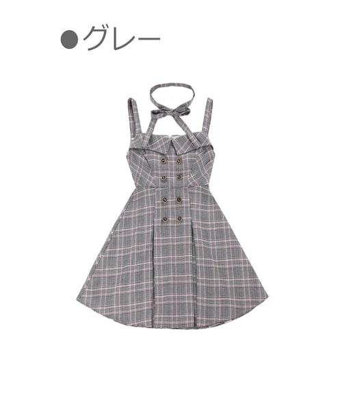 Bobon21（ボボンニジュウイチ）の「グレンチェックフレアワンピース-全２色-（ワンピース・レディース・ブラウン/グレー・S/M/L）」の2枚目の写真