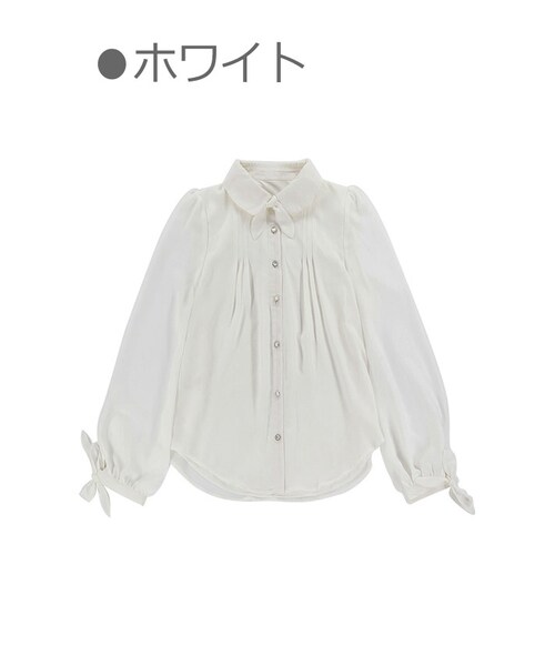 Bobon21(ボボンニジュウイチ)の「Sweetガーリーリボン袖ブラウス-全2色-(シャツ/ブラウス・レディース・ホワイト/ブラック・S/M/L)」の1枚目の写真
