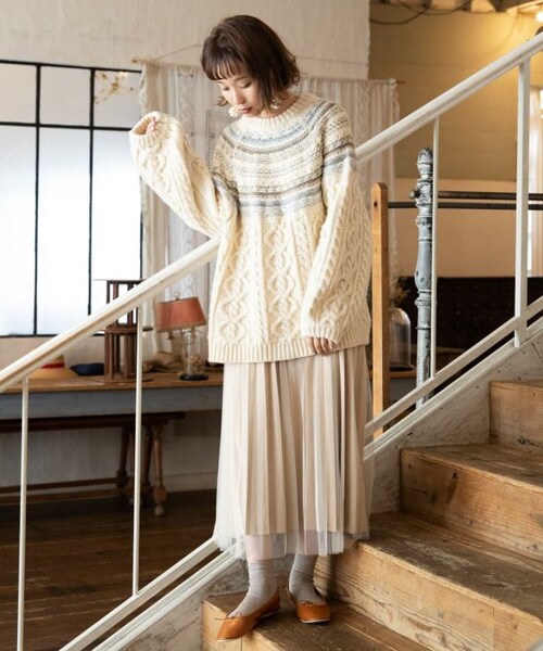 Crisp（クリスプ）の「ノルディックケーブルニット（ニット/セーター・レディース・アイボリー・FREE）」の2枚目の写真
