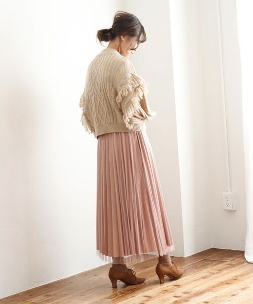 Crisp（クリスプ）の「ケーブルフリンジニット（ニット/セーター・レディース・ベージュ/ピンク・FREE）」の3枚目の写真