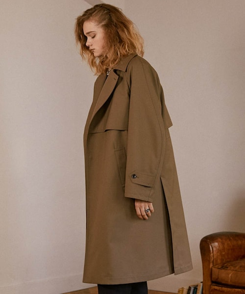 LIDNM（リドム）の「WOOL GABA TIERENCH COAT（トレンチコート・メンズ・ブラウン系・MEDIUM/LARGE）」の7枚目の写真