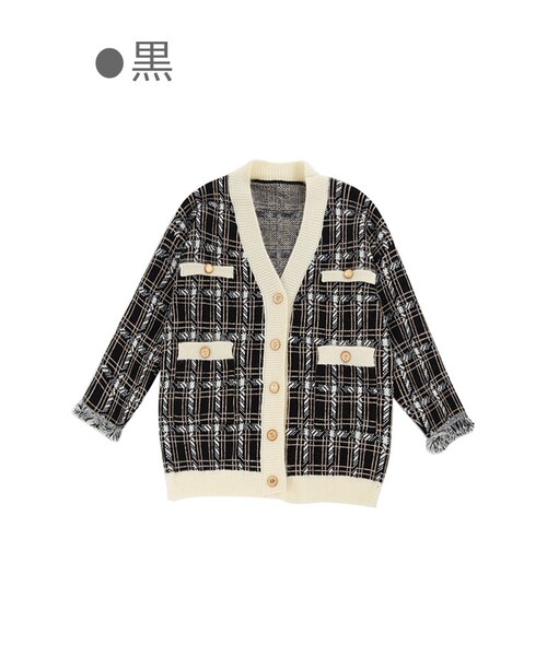 Bobon21（ボボンニジュウイチ）の「袖フリンジニットコーディガン-全２色-（カーディガン/ボレロ・レディース・ホワイト/ブラック・Free）」の2枚目の写真