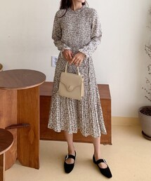 DHOLIC | ストラップSET花柄プリーツワンピース(ワンピース)