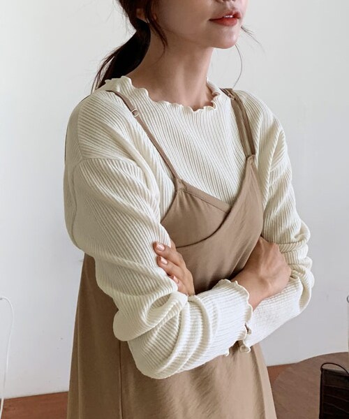 DHOLIC（ディーホリック）の「クロップドウェーブTシャツ（Tシャツ/カットソー・レディース・ブラウン/ホワイト/ブラック/レッド・FREE）」の2枚目の写真