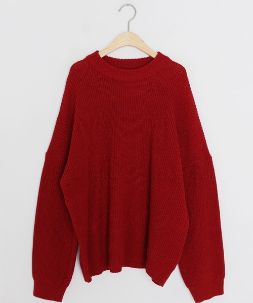 DHOLIC（ディーホリック）の「ラウンドルーズニット（ニット/セーター・レディース・ブラウン/ピンク/ホワイト/ブラック/レッド・FREE）」の5枚目の写真