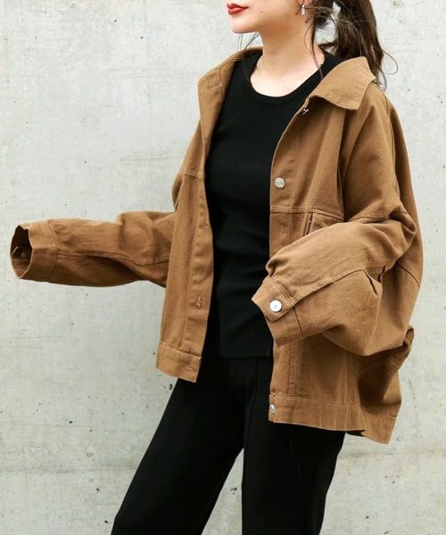 LAULEN（ローレン）の「color denim jk（デニムジャケット・レディース・エクリュ/ブラウン・FREE）」の2枚目の写真