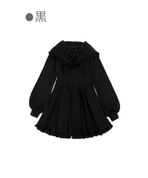 Bobon21 | フリルHoodieハートくり抜きワンピース-全２色-(ワンピース)