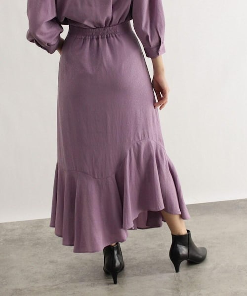 OZOC（オゾック）の「[洗える]小花ジャカードフレアスカート（スカート・レディース・タバコブラウン(054)/ライトパープル(081)・38(M)）」の6枚目の写真