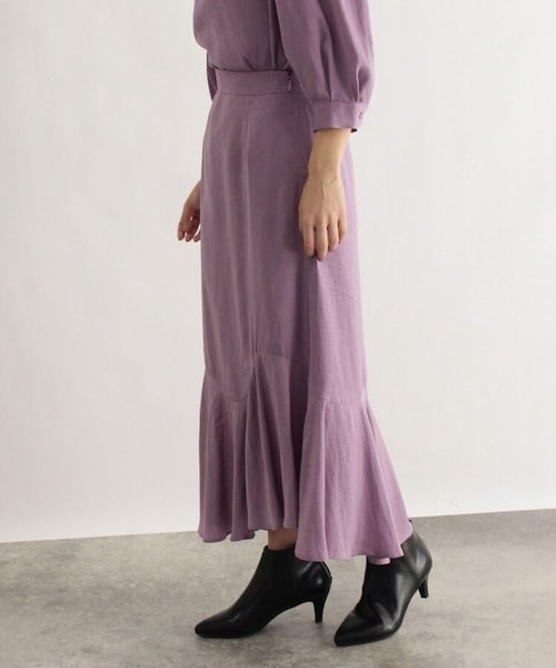 OZOC（オゾック）の「[洗える]小花ジャカードフレアスカート（スカート・レディース・タバコブラウン(054)/ライトパープル(081)・38(M)）」の5枚目の写真